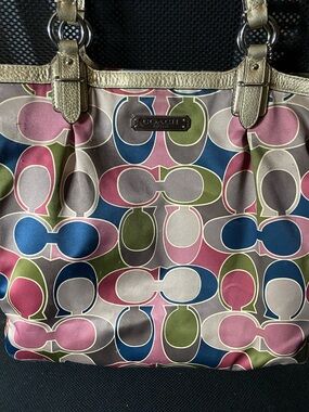 Coach Multicolor Signature Print Tote Bag - with Matching Wallet